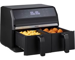 Tomado TAF8001B - Dubbele airfryer - 2 x 4 liter inhoud - XXL - 1700 watt - Tiptoetsbediening - 8 automatische programma's - Zwart