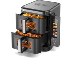 Verticale Dubbele Heteluchtfriteuse 11L met 10 Programma's en Kijkvenster