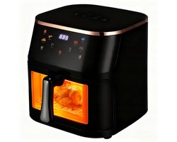 XXL Airfryer 10 Liter - 1400W Met Groot Observeerwindow & Touchbediening - Vetvrij Frituren voor Gezin