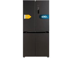 Cecotec Bolero CoolMarket 4D 490 Dark E, Vrijstaand, Amerikaanse deur, Zwart, 4 deur(en), Touch, Op de deur