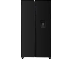 Heinner HSBS-H439NFBKWDE++ Amerikaanse Side-by-Side Koelkast met Waterdispenser – 439 L – Full No Frost – LED Touch Display – Smart Eco Functie – Zwart – 5 Jaar Garantie