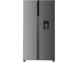 Heinner HSBS-H439NFXWDE++ Amerikaanse Side-by-Side Koelkast met Waterdispenser – 439 L – Full No Frost – LED Touch Display – Smart Eco Functie – Inox – 5 Jaar Garantie