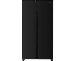 Heinner HSBS-HM442NFGBKE++ Amerikaanse Side-by-Side Koelkast – 442 L – No Frost – Deur-open Alarm – Super Koelen & Super Vriezen – Zwart – 5 Jaar Garantie