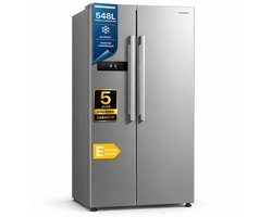 Heinner HSBS-M548NFINVXE++ American Side-by-Side Koelkast – 548 L – Total No Frost – Inverter Compressor – Energieklasse E – Touchbediening – Super Cooling – Super Freeze – Holiday-functie – Open-deur Alarm – RVS – 5 Jaar Garantie