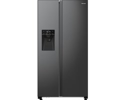 Hisense RS5P535NTFE - Amerikaanse koelkast - No-Frost - 178 cm hoog - 566 liter - Energielabel E - Invriesvermogen 12 kg/24u - Geluidsniveau 39 dB - LED Display - SuperCool - FastFreeze - Deuralarm - Interverter Compressor