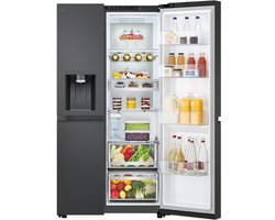 LG GSLE91EVAC Amerikaanse koelkast 628L met water- en ijsdispenser zonder leidingwerk, UVnano (99,99% bacteriën), DoorCooling+ voor sneller koelen, ThinQ slimme bediening, stille en zuinige Smart Inverter, Energieklasse C