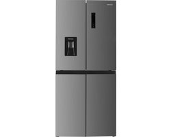 Wiggo WR-MD18(X) - Amerikaanse Koelkast - No Frost - 4 deuren - Water Dispenser - Met Display - Super Freeze - 419 Liter - 5 jaar garantie - Roestvrijstaal