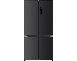 Wiggo WR-MD19E(DX) - Amerikaanse Koelkast - Vrijstaand of in te bouwen - No Frost - Super Cool & Super Freeze - Met Display - 505 Liter - Donker Roestrvijstaal