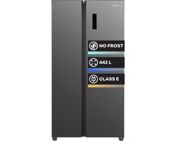 Wiggo WR-SBS18E(X) - Amerikaanse Koelkast - No Frost - 2 deuren - Display - Super Freeze - 442 Liter - 5 jaar garantie - Roestvrijstaal