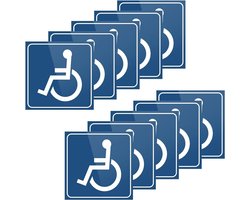 10 Blauwe Stickers voor Gehandicapten Universele Rolstoelstickers Sterke Waterdichte Lijm voor Voertuig Bus Caravans.