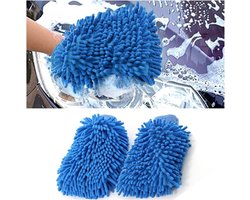 2-Pack Microfibre Car Wash Gloves Shaggy Wash Mitt for Professional Car Care - Scratch-free and Soft - Easily Removes Stubborn Dirt (Blue)