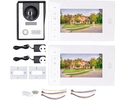 2 Stuks 7 Inch TFT-scherm Handsfree Oproepmonitor Videodeurbel AC110 Tot 240V Nachtzicht Buitencamera Video-intercomsysteem voor Villa Thuis Kantoor (EU-stekker)