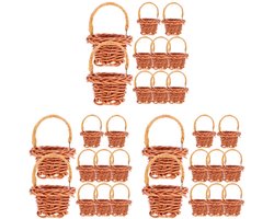 30 stuks gevlochten minimandjes voor snoepdecoratie, gevlochten minimandjes met handvat voor gastgeschenken, knutseldecoratie (6 x 4 x 3 cm)