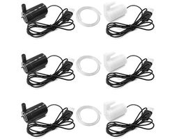 6pcs USB Mini Submersible Pump, 3×Black Horizontal & 3×White Vertical & 3M Hose, DC 3-5V Aquarium Water Pump, USB Pump for Fountains, Aquariums, Room Fountain and DIY Projects