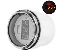Digitale 52mm batterijmeter met waterdichte en anti-condens behuizing, 12V met slimme alarmfunctie voor boot, auto en jacht, wit uitgevoerd