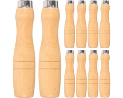 DOITOOOL 10pcs Wooden Handle for Files with 4.8mm Inner Hole Better Control and Comfortable Grip