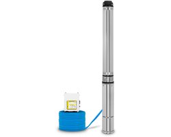 EBERTH 4" Diepwaterpomp RVS 1100W 74m Opvoerhoogte 20m Kabel 1½" Aansluiting met Vuilzeef