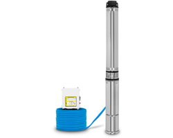 EBERTH 4" Diepwaterpomp RVS 750W 56m Opvoerhoogte 20m Kabel 1½" Aansluiting met Vuilzeef