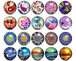 Glass Aluminum Click Button Fits 5.5mm Buttonhole Jewelry Charms, marble plum