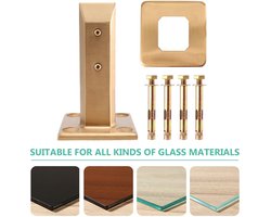 Klem voor glazen balustrade, glazen balustrade, gouden spigot, punt voor glazen balustrade, glasklemmen, vierkante glasklem, balustradepaalklem, Han plankbeugel