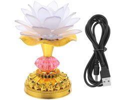 LED Lotus Lamp Aanbiddingslamp Led Kleine Lotus Lantaarn Bloemen Nachtlampje Boeddhistische Kamerdecoratie Led Lotus Led Lamp Bureaulamp ABS Kleurrijke Verlichting USB Lotus Lamp