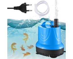 Mini-waterpomp met 3 sproeiers en 15 m slang - 25 W 1500 l/u regelbare dompelpomp - aquariumpomp voor aquarium vijver rotstuin (blauw) .
