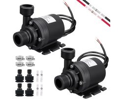 Pack of 2 12V Water Pump, Submersible Pump, Small Brushless Pump, Pumping Water Out, 800L/H 5 m, for Fountain Pool, Aquarium, Fish Tank, Solar Circulation System, Water Circulation System