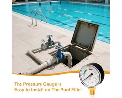 Pressure Gauge, Water Pressure Gauge, 1/4 inch, Pool Pressure Gauge, Water Pressure, Pressure Gauge, Sand Filter System, 0-3 Bar/PSI, Precise Water Pressure Gauge for Swimming Pool and Fish Ponds