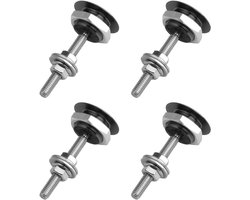 Quick Release Fasteners for Bonnet - Set of 4, Push Button Latch, Universal Lock, Bumper Clip, Aluminum Alloy (Black)