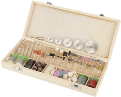 Roterende Gereedschapsaccessoireset - 242-delig voor Doe-het-zelf: Snijden, Schuren, Polijsten, Boren - Met Houten Opbergdoos - Ideaal voor Huishoudelijk Gebruik