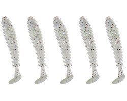 Set van 15 zachte siliconen visaasjes in paddle tail ontwerp, ideaal voor het lokken van baars en forel met realistische beweging in het water