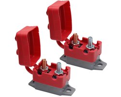 Set van 2 automatische stroomonderbrekers van 12V-24V en 30A met resetfunctie, inclusief afdekbouten en 4 kabelschoenen, ideaal voor acculaders, bussen en auto-accessoires