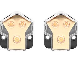 Set van 2 koperen stroomverdelingsblokken met 2 in 4 uitgangen voor auto en boot, geschikt voor 0/2/4 gauge naar 4/8 gauge, ideaal voor audio en automotive toepassingen