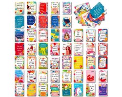 Set van 50 inspirerende citaatkaarten met motiverende teksten over vriendelijkheid, in visitekaartformaat voor dagelijkse aanmoediging en positieve inspiratie