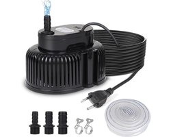 Submersible Water Pump - 75 W - Kleine Vijverpomp - 2500 l/h - Filterpomp Zonder Drijvers - 7.2 m Kabel - 3 Verschillende Adapters - 5 m Slang - 2 Klemmen - Zwart
