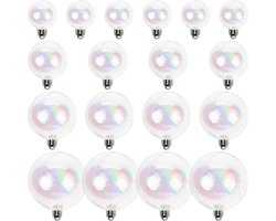 Verpakking met 54 kerstballen, heldere balornamenten, vulbaar, kerstversiering, glinsterend, vulbaar ornament, kleurrijke ballen, instructies (Engelse taal niet gegarandeerd)