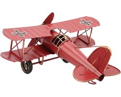 Vintage Dubbeldekker-Model voor Woondecoratie - Retro Vliegtuigmodel Handwerk voor Vliegtuigliefhebbers - Caféornament