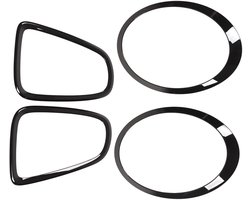 Zwarte glanzende koplampcovers van duurzaam materiaal, geschikt voor Mini R56, R57, R58, R59, S en JCW modellen uit 2007-2015 voor optimale bescherming en stijl