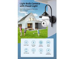 1080P WiFi Camera in Gloeilamp Fitting - 360° Draaibaar Beveiligingscamera met Kleuren Nachtzicht