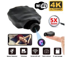4K HD Draadloze Mini WiFi Camera – 5X Zoom, Bewegingsdetectie & 120° Live Streaming –Beveiligingscamera voor Thuis en Oppas