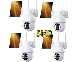 Beveiligingscamera Buiten – 5MP Ultra HD - Camerabewaking - Bewakingscamera Voor Buiten - Buitencamera - Buiten Camera Met Nachtzicht - Met WiFi en APP - Incl. Zonnepaneel - 4Stuks