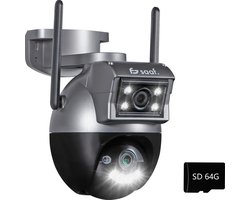 Beveiligingscamera Buiten - met Wifi, 64GB Opslag, Nachtzicht - Beveiligingscamera Binnen - Zwart - van Saaf
