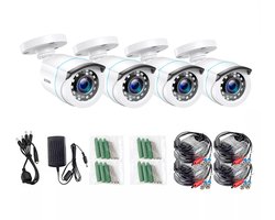 Beveiligingscamera - Draadloze Camera - Camerabewaking - Buiten Camera met Nachtzicht - 1080P Full HD - 4 Stuks Bullet Outdoor & Indoor - IP66 Weerbestendig - Wit