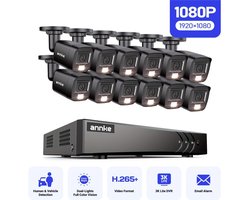 Beveiligingscamera Set – Camerabewaking – Bewakingscamera – CCTV Systeem – Beveiligingscamera Binnen & Buiten – 16-kanaals DVR Recorder – AI Mens en Voertuig Detectie