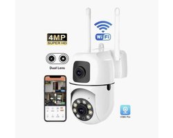 Beveiligingscamera Voor Buiten en Binnen - 360° Draaibare Camera met Nachtzicht - 4MP Dubbele Lens - Bewegingsdetectie & Alarm - WiFi - Tweerichtingsaudio - Camerabewaking