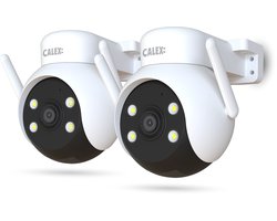 Calex Smart Security PTZ Buiten camera – Beveiligingscamera met 2-weg audio - 2K (full HD) – Wit - Duopack