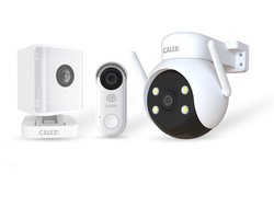 Calex Smart Security Starter Set - 2K Video Deurbel (Full HD) - 2K PTZ Camera - Indoor Camera met Spotlight