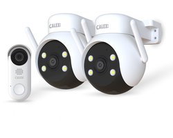 Calex Smart Security starterset Buiten, 2 Outdoor PTZ Camera's + video‑deurbel met 2‑weg audio, Full HD