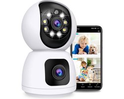 Camux DualVision Beveiligingscamera Binnen - 2MP Full HD Camera met Nachtzicht - Babyfoon - Baby monitor - Huisdiercamera met app - Hondencamera - Petcam