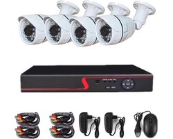 Compleet Camera Beveiliging Set met 4 Camera - Bedraad - + 500GB HDD - Beveiligingscamera Buiten - Bewakingscamera - CCTV